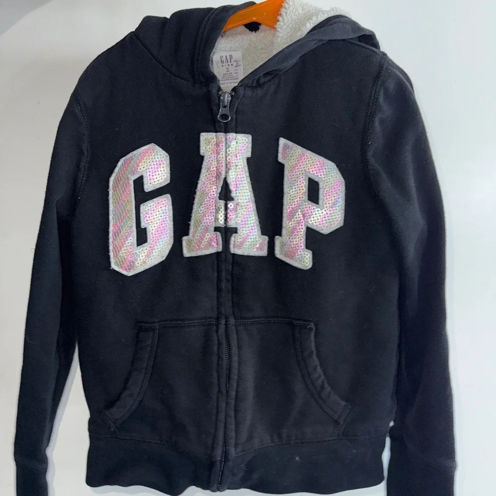 2/$15 GAP Kids Black Hoodie with Iridescent Logo